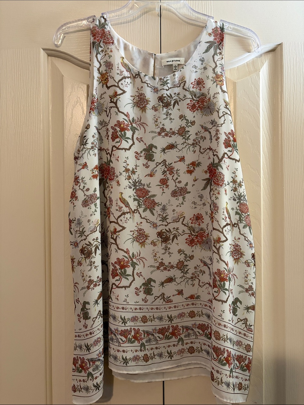 Max Studio Cream Floral Sleeveless Camisole